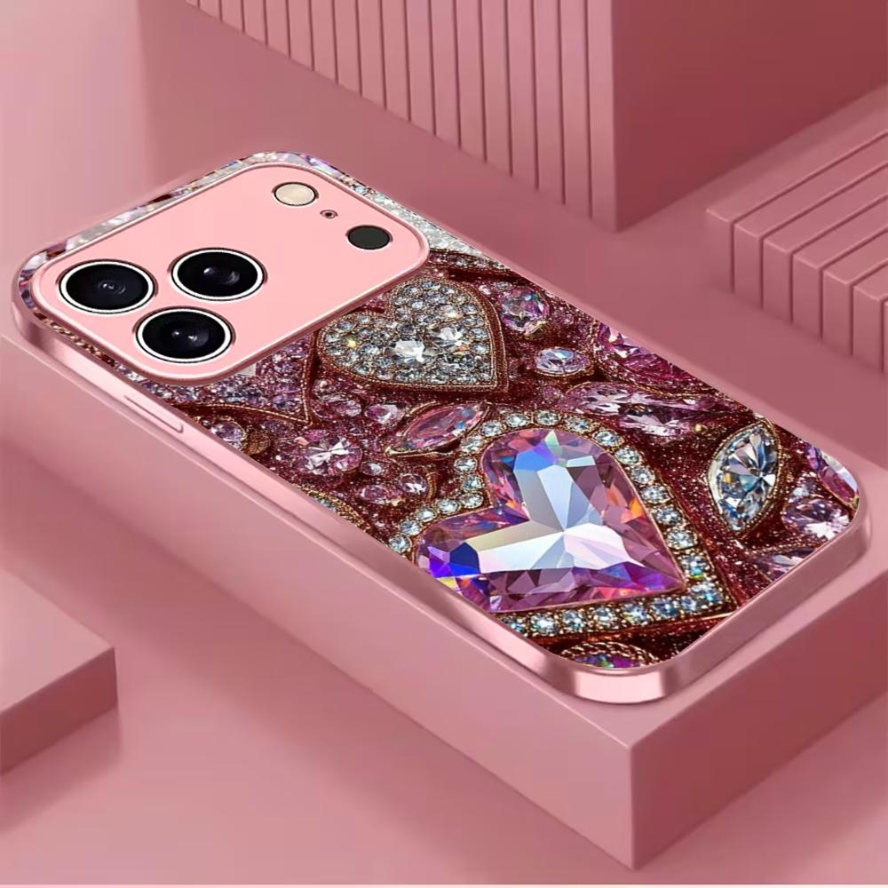 Diamond Love Madam Protect PhoneCase Glass PhoneCase for iPhone 17 16 15 14 13 12 11pm Pro Plus Dropresistant cellphone Female