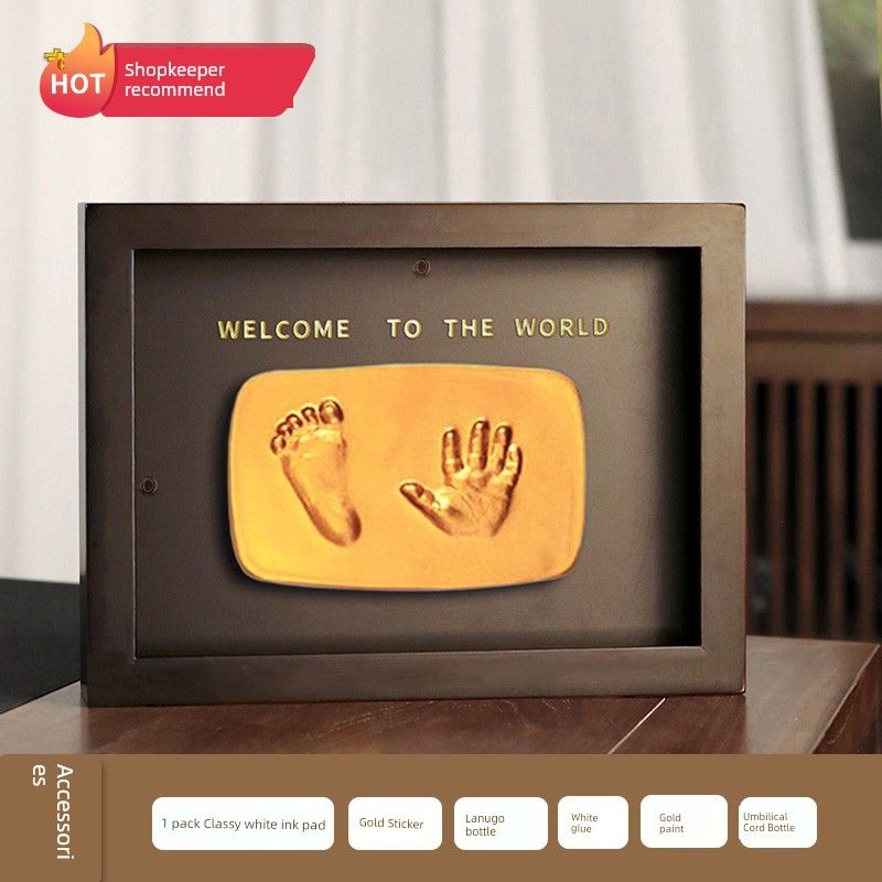 

That Color Birthday Party Newborn Umbilical Cord Women s Solid Wood Hand Print Footprints A black walnut color handprint Basics small frame