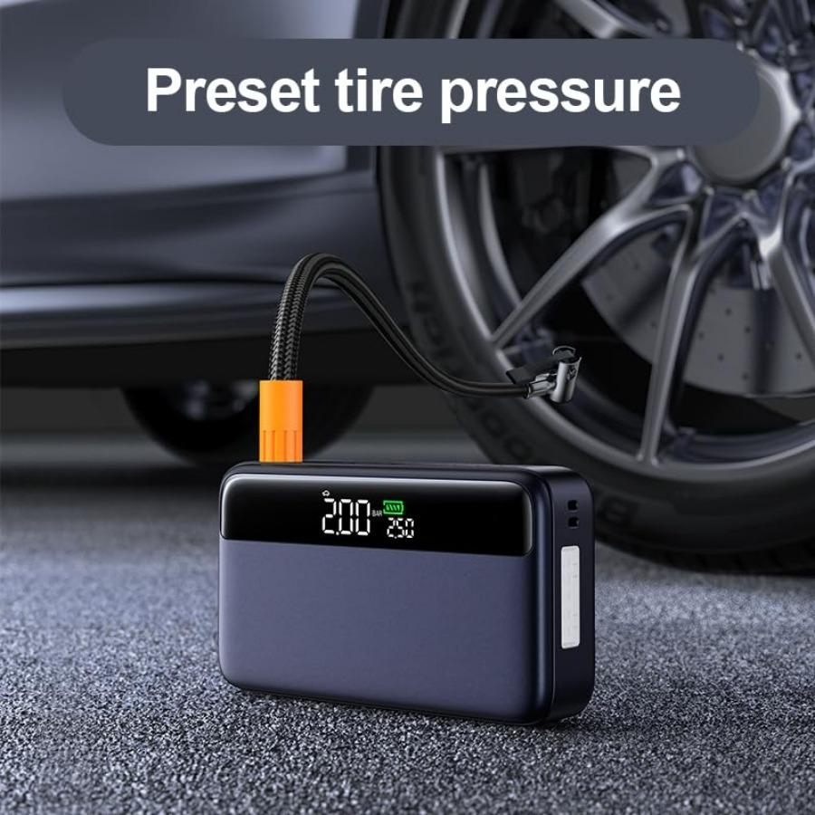 PD 65W Portable Car Jump Starter with Air Compressor 3000A 150PSI Tire Inflator Up To 8L Gas/6.5L Diesel Engine Fast Charging S