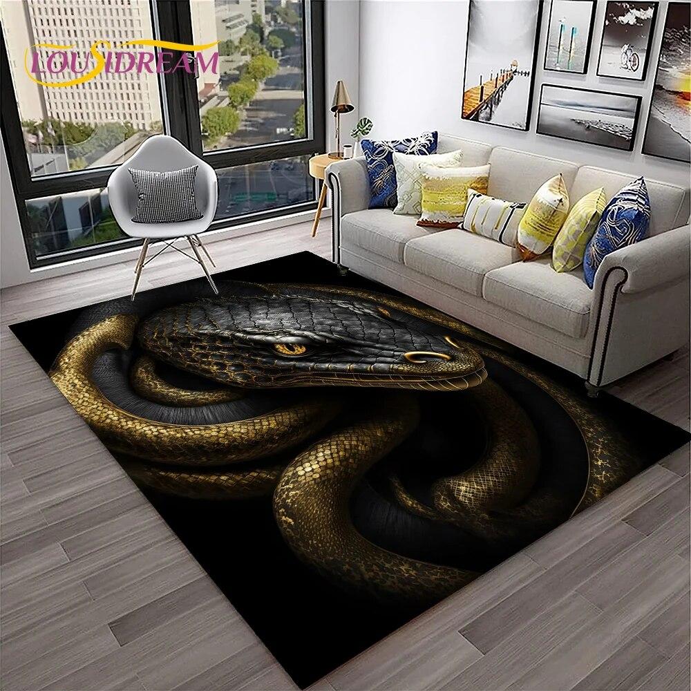 Gothic Serpent Viper 3D Python Snake Carpet Rug for Home Living Room Bedroom Sofa Doormat Decor,kids Area Rug Non-slip Floor Mat