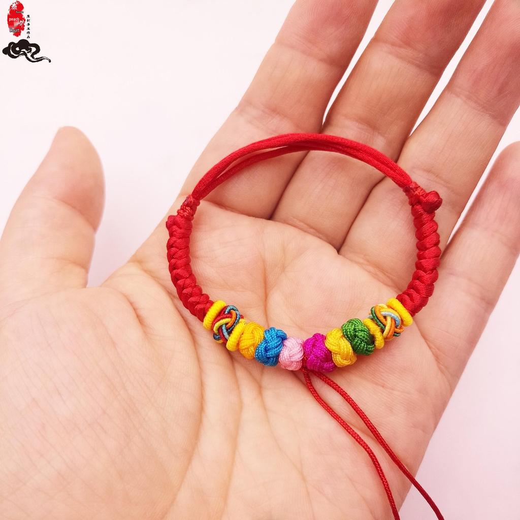 Unisex Baby Colorful Red Rope Anklet Bracelet with Gold, Silver & Jade Charms