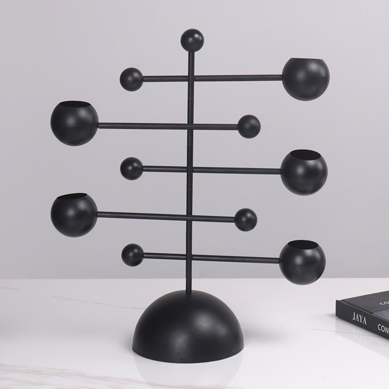 Metal Handicraft Geometric Candle Holder Rotate Candelabrum Black Candlestick Home Decoration Accessories Candle Stick Holder