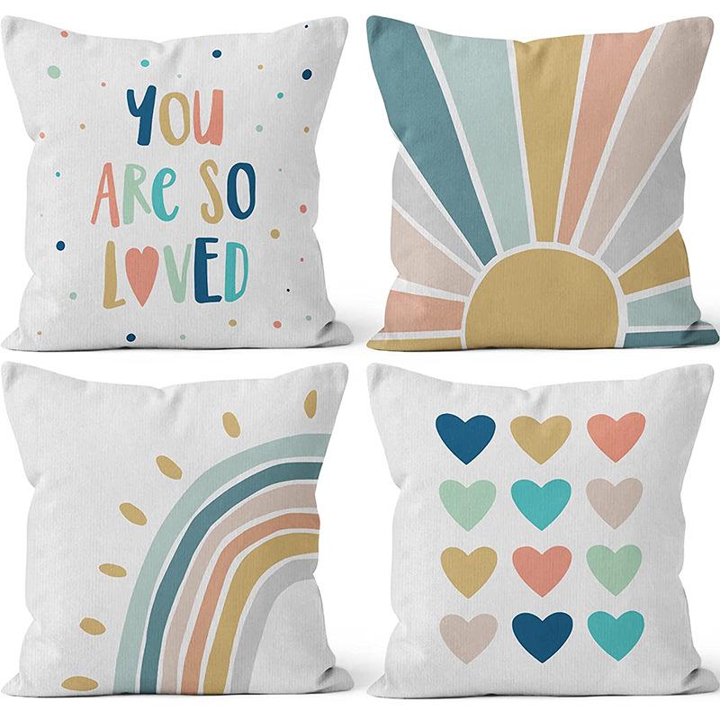 Moderne minimalistisk INS regnbue putetrekk friskt trykt lin putetrekk stue sofa