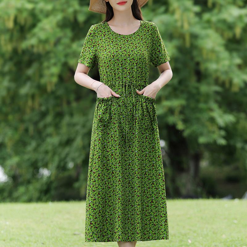 Elegant Dresses for Women Plus Size Casual Short Sleeve Vintage Long Dress Summer Clothes