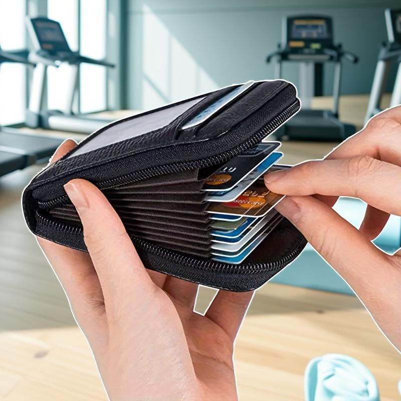 Men PU Casual Card Holder with Zipper - Lightweight, Minimalist Design for Daily Commute, Unlined Interior, Coin Purse Zippered Pouch