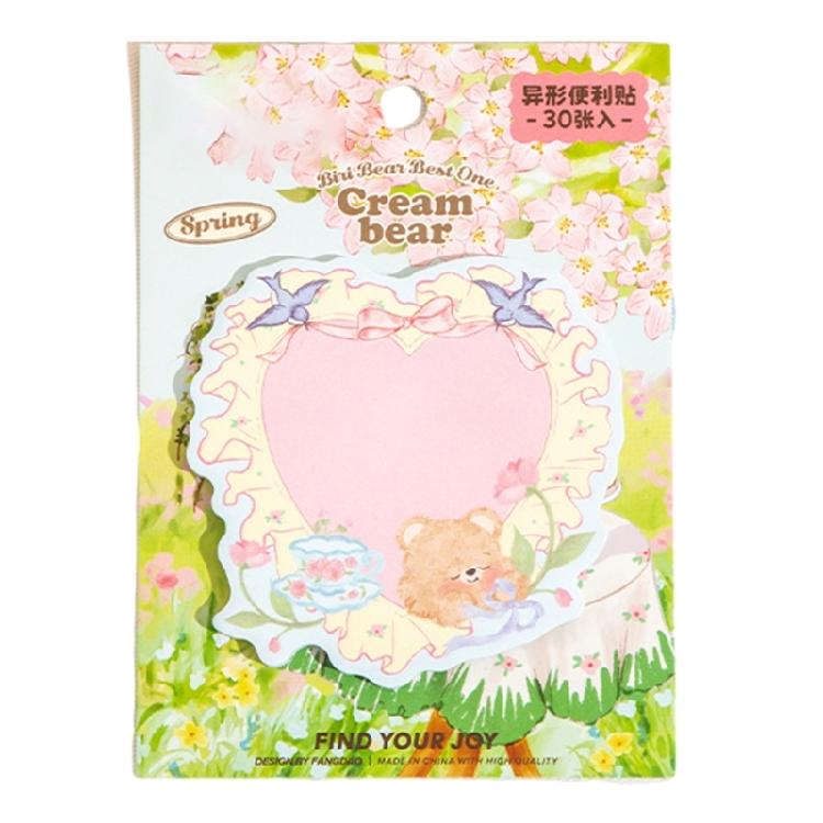 

30 Sheets Flower Bear Note Pad Adhesive Notes Paper Pocket Memo Pad Reminder on Book Journal Notebook Planner Calender