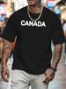 Simple Canada Letter Graphic Unisexs Crew Neck T Shirt Country Pride Bold Text Print Short Sleeve Casual Cotton Daily Summer Tops