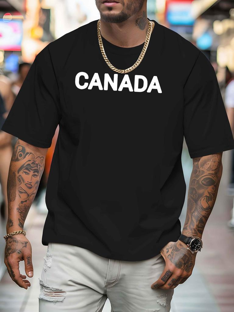 Simple Canada Letter Graphic Unisexs Crew Neck T Shirt Country Pride Bold Text Print Short Sleeve Casual Cotton Daily Summer Tops