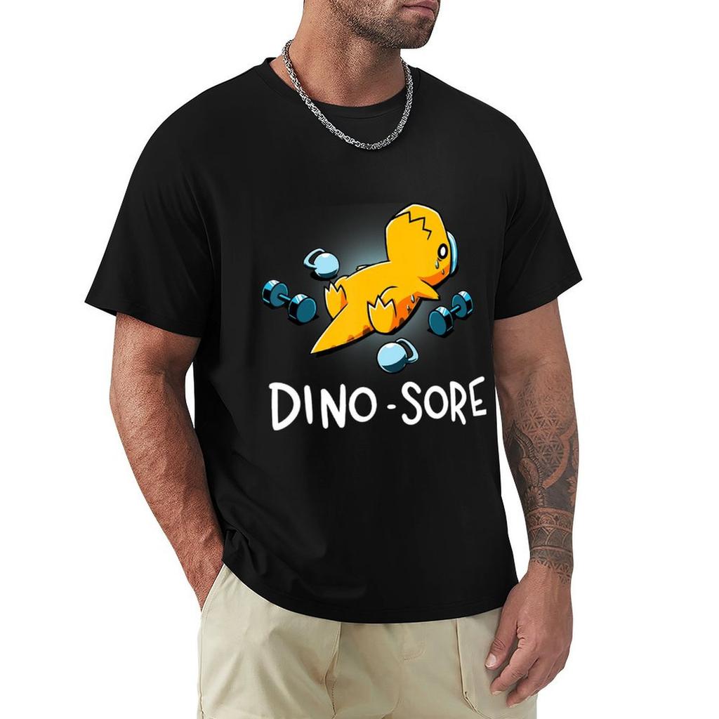 Dino Sore Funny Dinosaur Workout Gym Fitness Lifting T-Shirt Plus Size Basic Short Sleeve Top