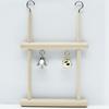 Pet Bird Parrot Wood Bell Stand Holder Hanging Swing Cage Molar Play Chew Toy