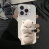 Cute White Cat Electroplate Silver IMD Phone Case For  Poco F6 X5 X6 M6 Pro 4G Mi 14 13 12 13T 14T Pro 11 Lite NE 5G Cover