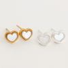 47Bag 925 Silver Natural Mother-Of-Pearl Heart Earrings / Heart