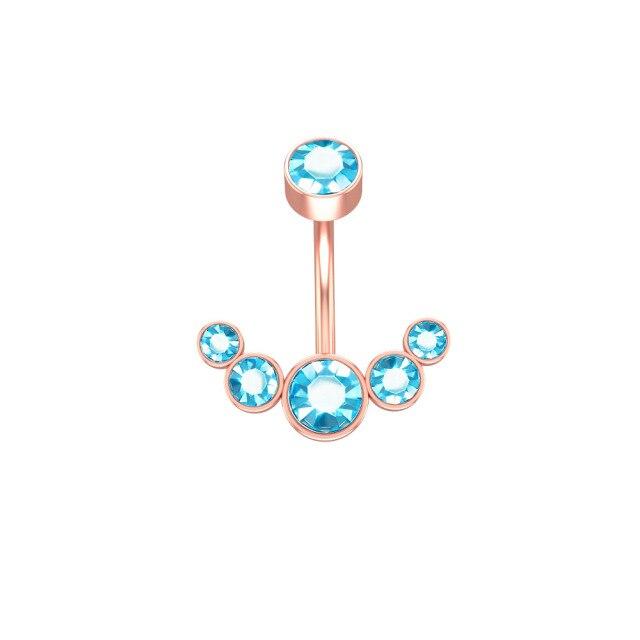 New Stainless Steel Colored Round Zircon Rhinestones Crystal Belly Button Ring Tassel Pendant Belly Button Body Jewelry Piercing
