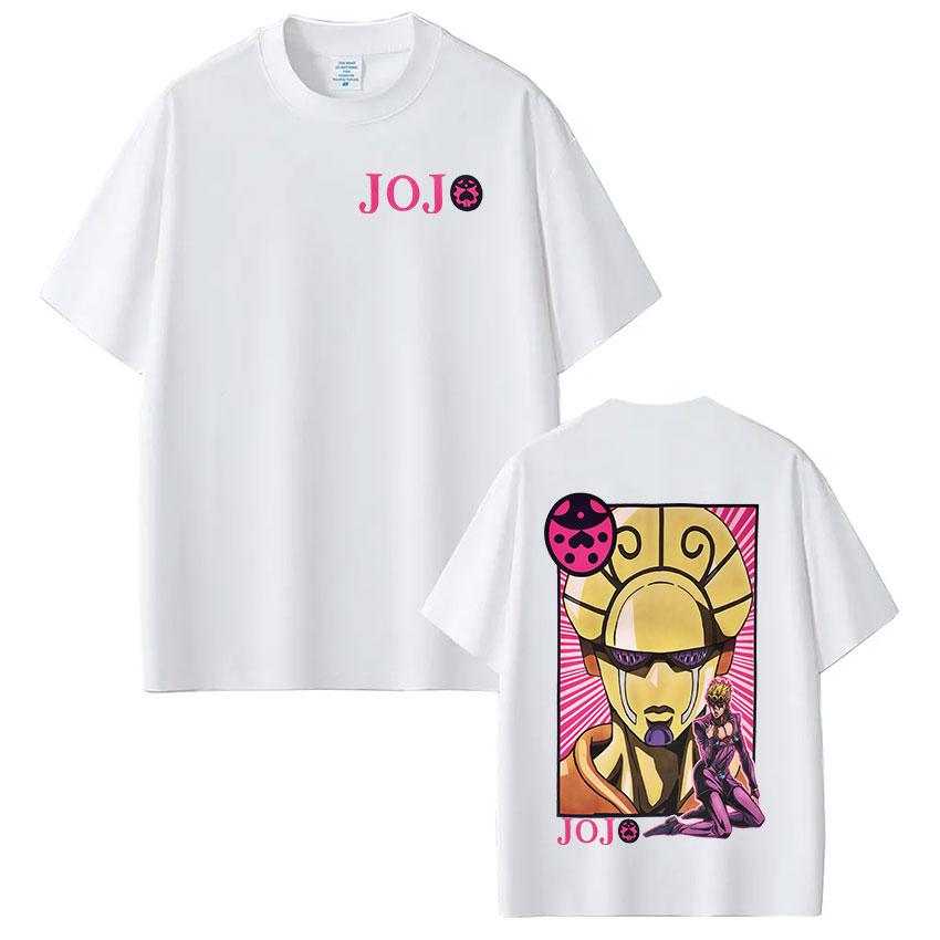 Anime JoJo Bizarre Adventure Giorno Giovanna T Shirts Mens Cotton Tee Shirt Fashion Hip Hop Short Sleeve Tshirts Streetwear