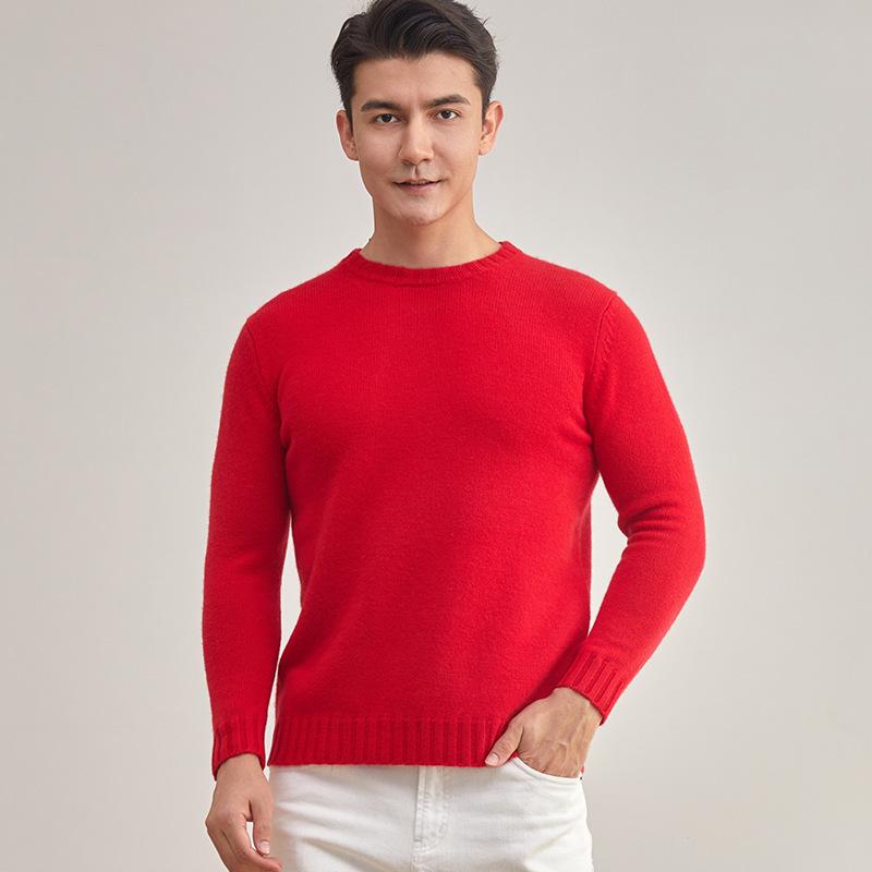 Exquisite Men's Three-Ply Pure Cashmere Sweater - Thick, Warm, Round Neck Knit for Autumn/Winter