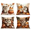 Home Decor Cute Hedgehogs & Foxes Autumn Scene Pillow Covers Pattern Cushion Cover Suitable For Sofa Bedroom Car Pillow Cover