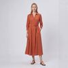 Amazon 2026 European and American cross-border women's clothing summer solid color lapel slim long-sleeved dress new women's clothing belt