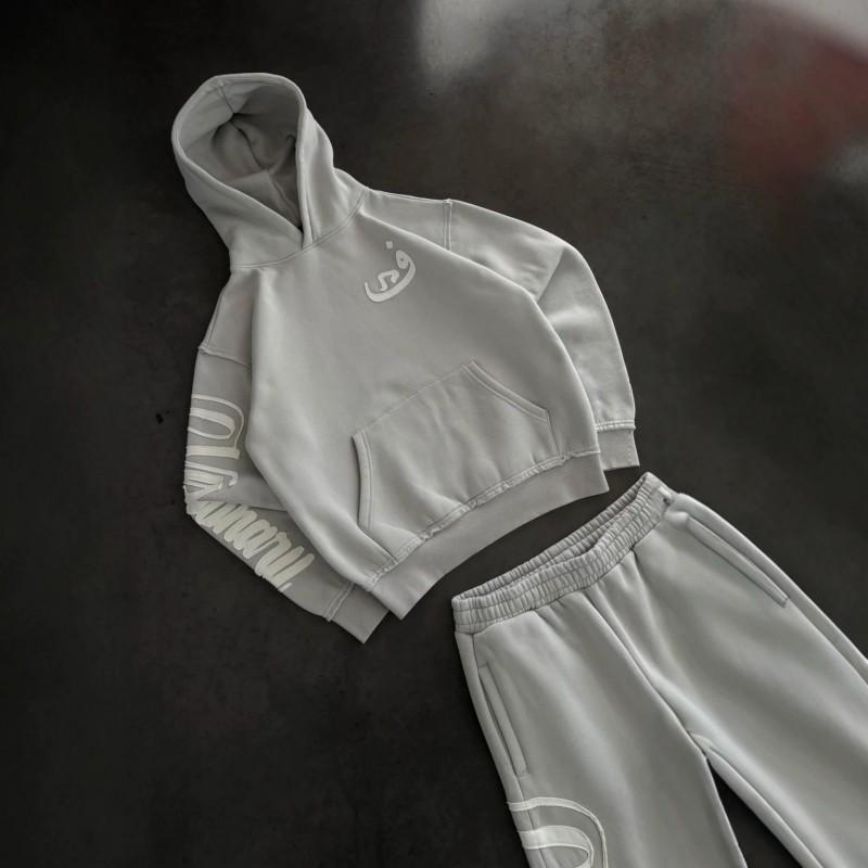 Unisex Streetwear Hoodie Jogginghosen Set Buchstabendruck Lässiger Trainingsanzug Langarm