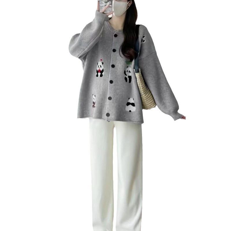 Spring and Autumn New Sweet Embroidery Knitted Cardigan Jacket Loose Large Size Top Cute Casual Sweater Women's