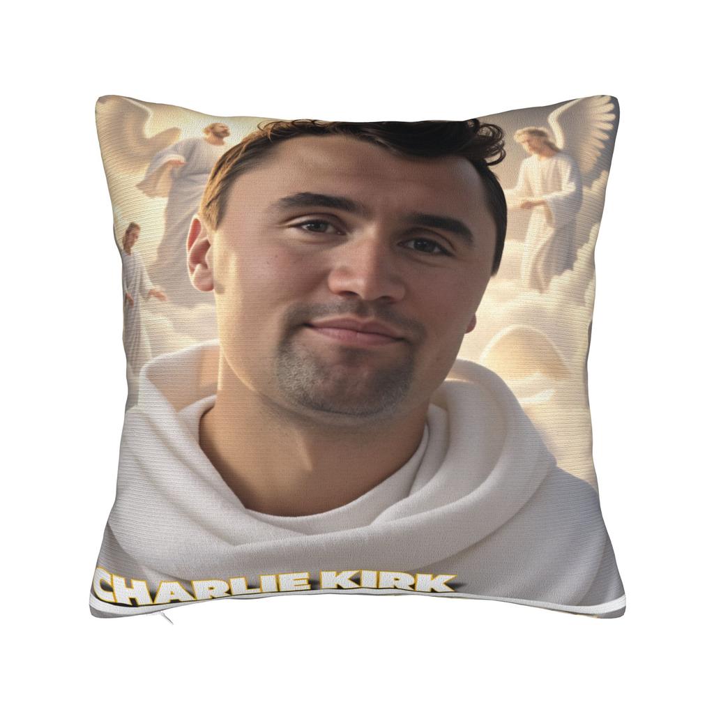 Fundas de Almohada Angélicas y de Jesús de Charlie Kirk Funda de Almohada Cuadrada Linda y Divertida para Silla de Sala de Estar