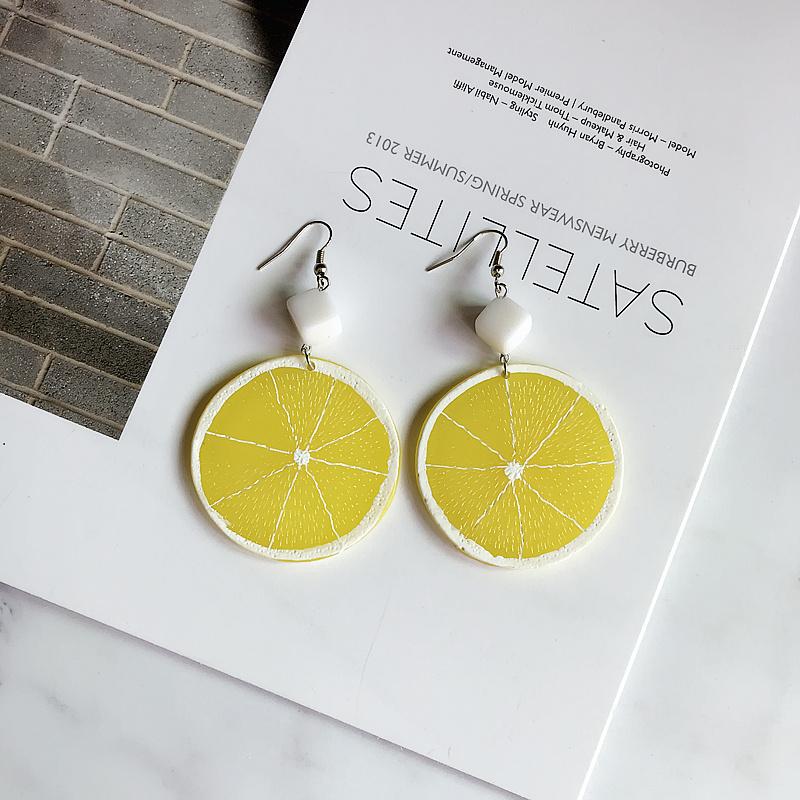 Trendy Funny Fruit Vegetables Acrylic Women's Drop Earrings Cute Strawberry Watermelon Lemon Cherry Dangle Earring Party Jewelry