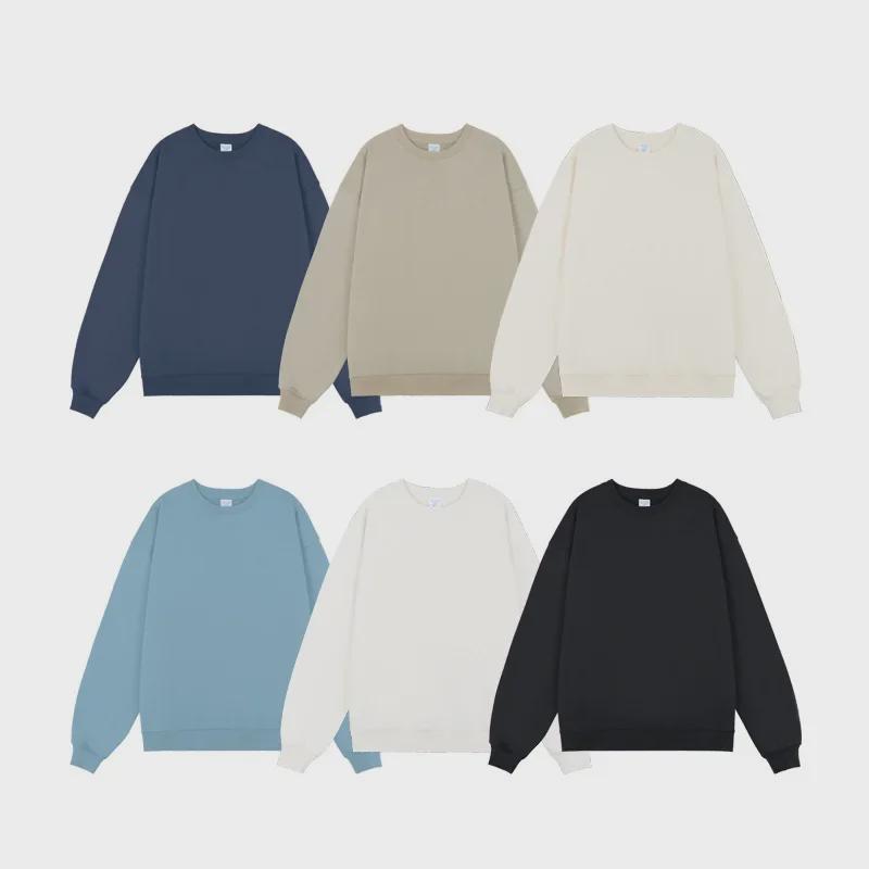 Herren Schweres Frottee Sweatshirt: Einfarbig, Herbst/Winter-Stil mit Rundhalsausschnitt - Trendiges europäisches und amerikanisches Design
