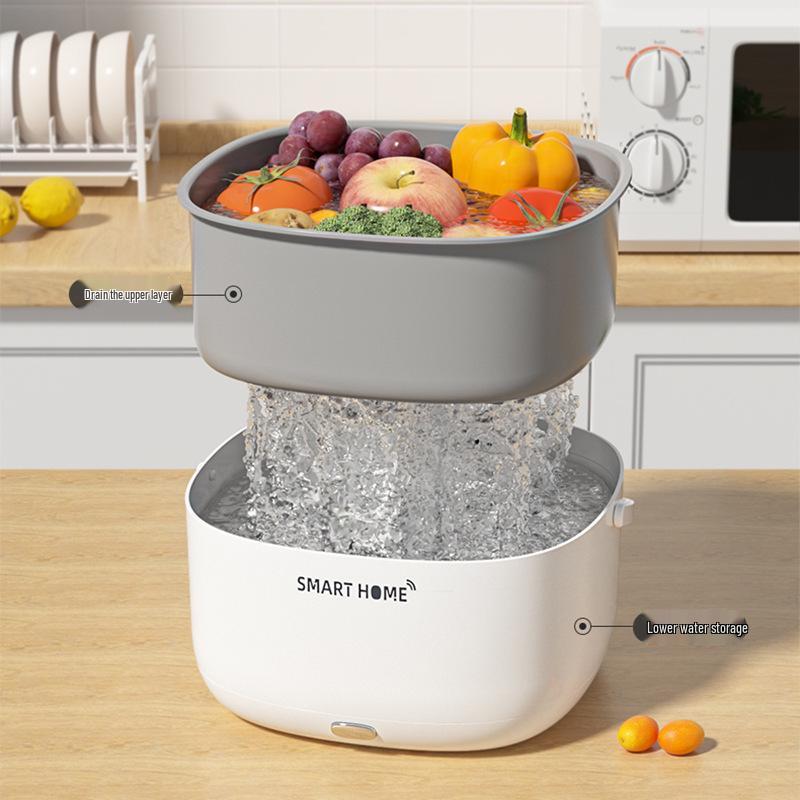 Portable Ultrasonic Fruit & Vegetable Cleaning Basket with Large Capacity & Handle