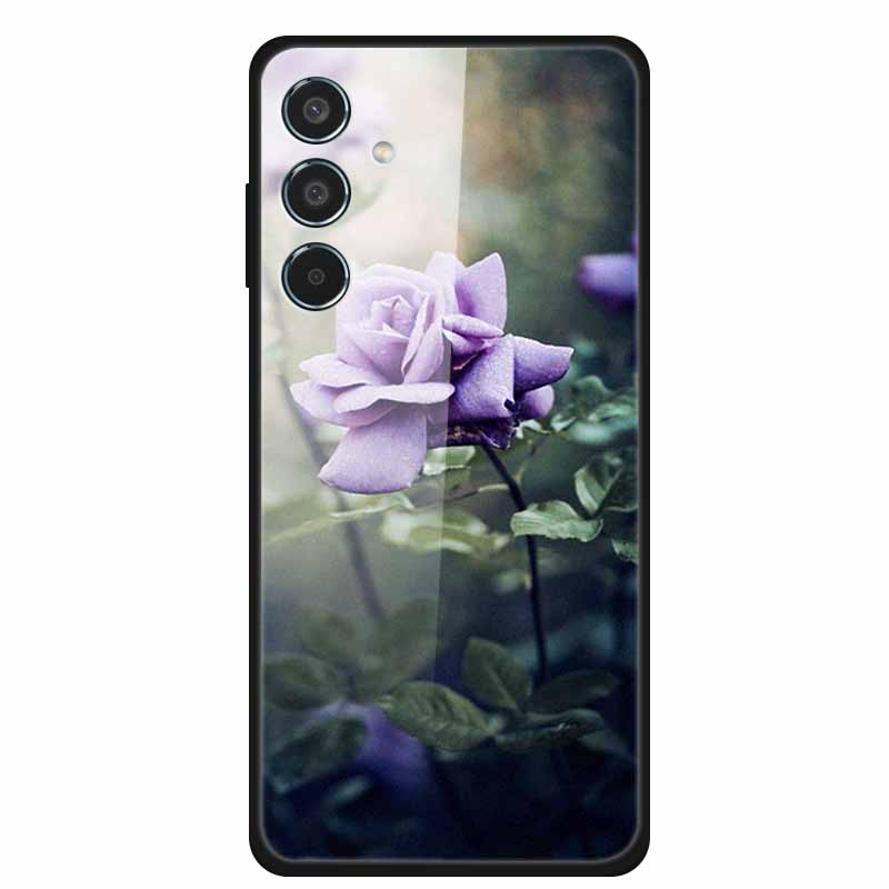 Glass Back Cover For Samsung Galaxy S24 FE Case S24FE Hard Tempered Glass Case For Samsung Galaxy M55 A16 Phone Case Soft Bumper