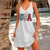 Women's Print Dress, Vest, Skirt With Pockets, Beach Skirt, V-Neck Vest Skirt Vest Skirt