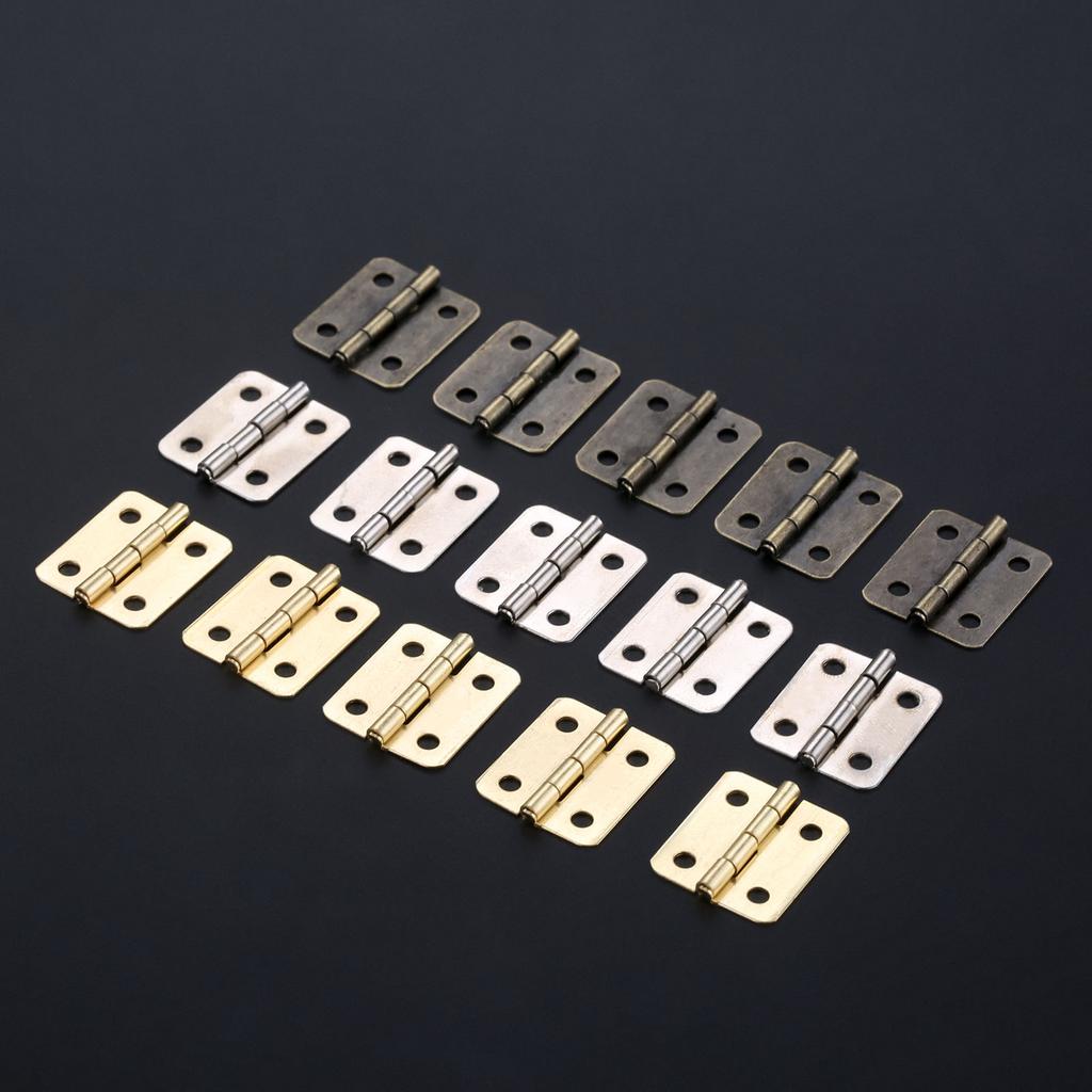 10sets Hinges W/screw Fillet Silver/Antique bronze/Gold 4 Holes 18*16mm Decor Cabinet Wooden Box Jewelry Wine Gift Case Vintage