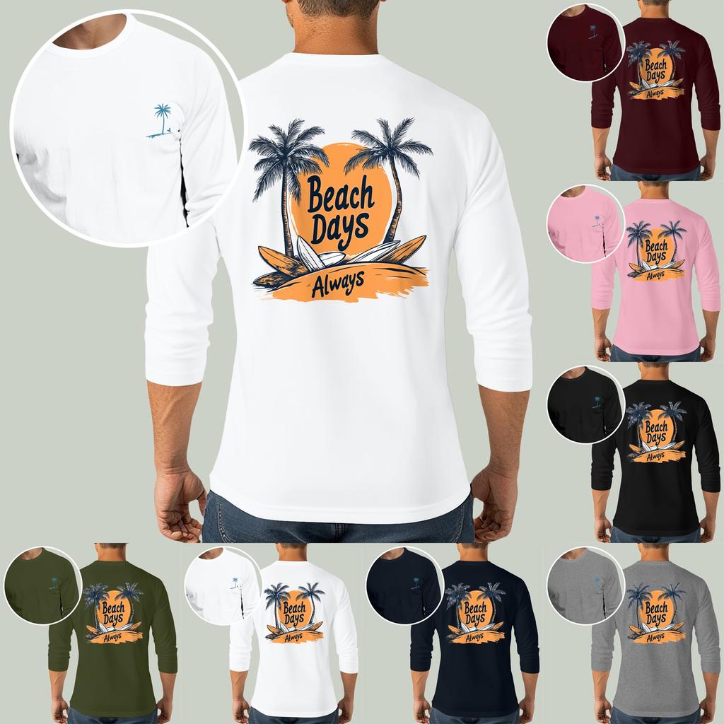 Men's casual and fashionable printed collar three-quarter sleeve top T-shirt