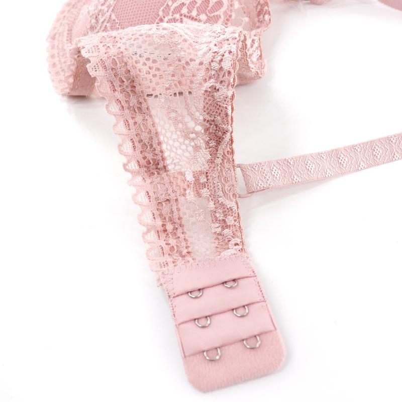 Women Ultra Thin Hollow Out Bra Sexy Lace Bow Bras Comfortable Breathable with Wire Brassiere 75C-100C-6012