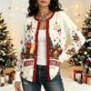 Women's Long Sleeve Christmas Print Cardigan, Open Front Knit Sweater for Holiday Wear