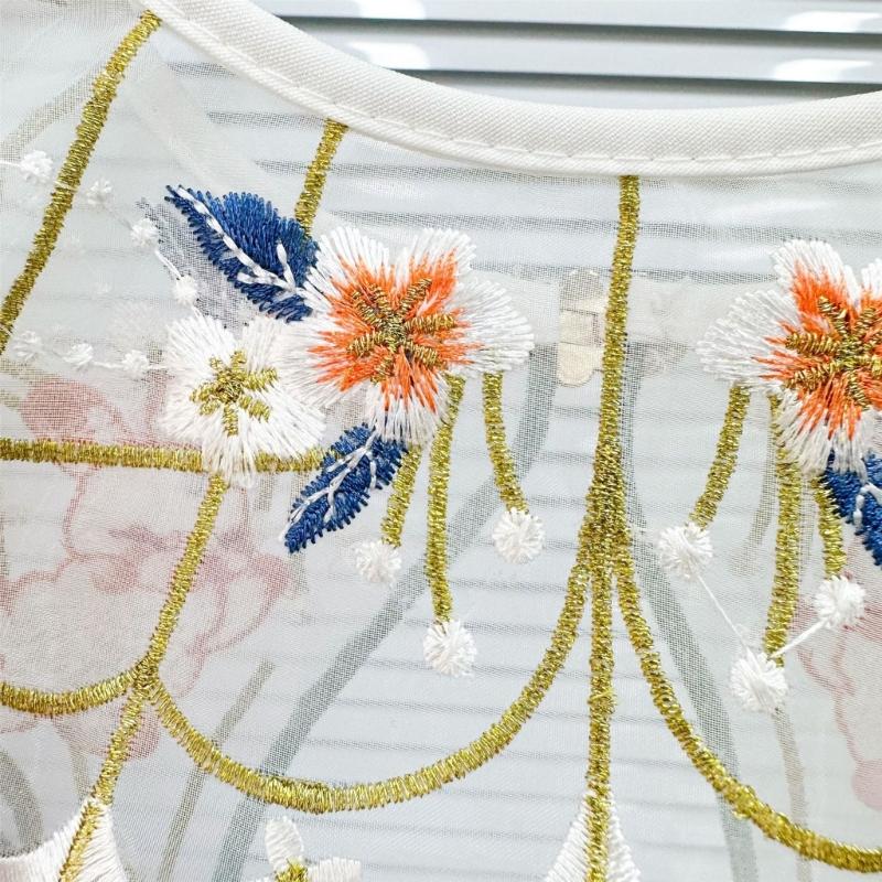 Embroidered Rabbit Faux Collar Decorative Collar for Ancient Costume Removable False Collar Little Girl Adjustable Shawl