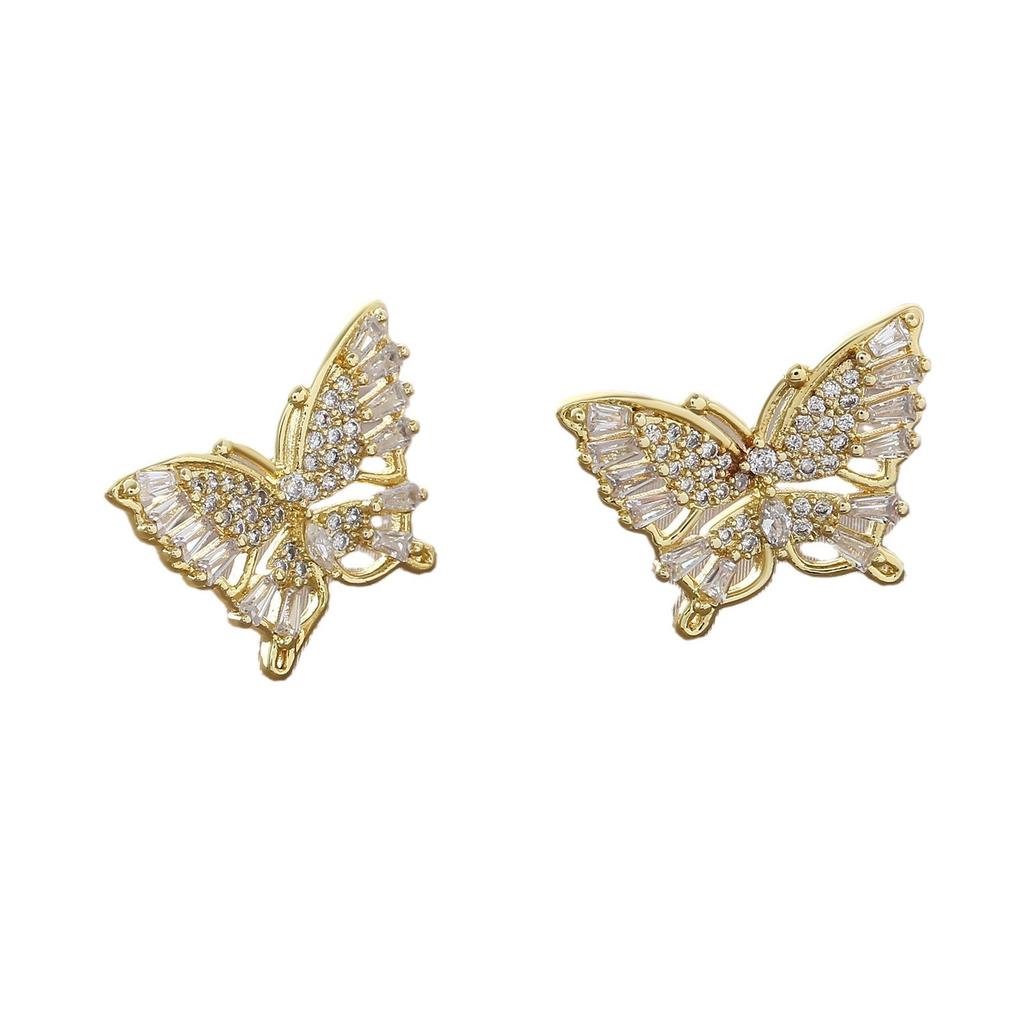 Hollowed-out Bow-shaped Stud Earrings - Butterfly-shaped Earrings for Women, High-end and Luxurious Zirconia Earrings
