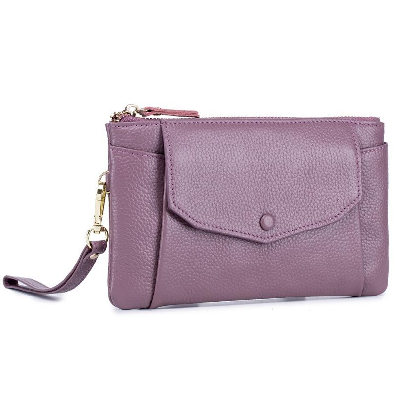 Bag Niche Ultra-thin Long Large-capacity Clutch Bag Women, Leather Simple Wallet First-layer Cowhide Mobile Phone Bag