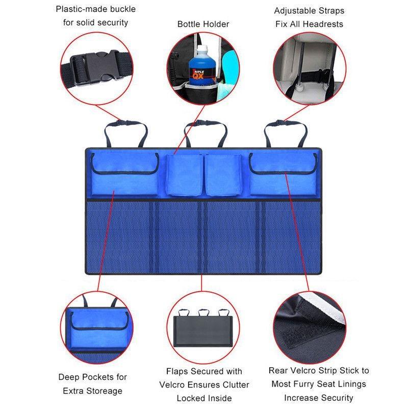 3 Styles Car Rear Seat Back Storage Bag Large Capacity Mesh Pocket Multi Hanging Bag Car Storage Organizer Car Accessories Supplies