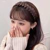 Women's Real Hair Wig with Braided Bangs, Seamless Front Hairline, Hairband To Conceal Top White Hair