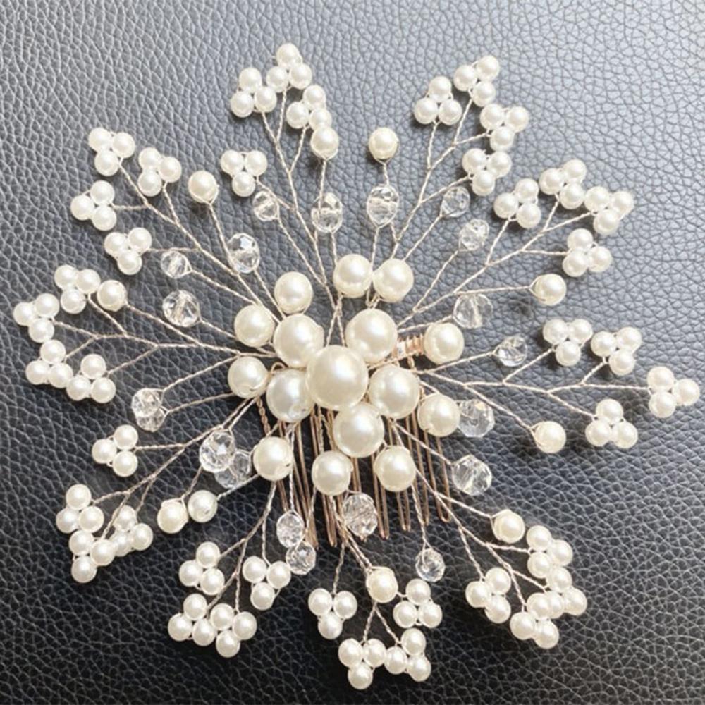 Fashion Bride Pearl Side Comb for Hair Women Girls Wedding Pageant Tiara Bridal Headdress Hair Pins Hair Accessories Jewelry