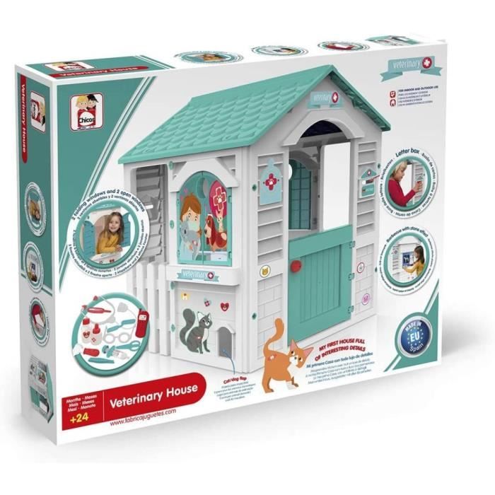 Children's Playhouse - CHICOS - Veterinary Center - Green and White - 106x84x20 Cm