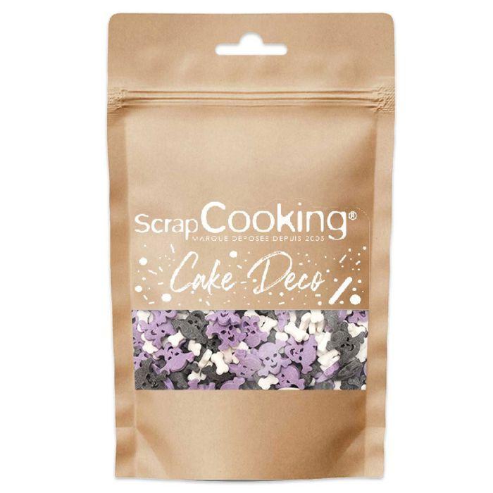 Sugar Decorations - Halloween - Skull and Bones - 50 G - White, Purple, Black