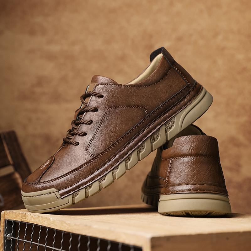 Fashion Lightweight Men's Casual Leather Shoes Comfortable Walking Shoes Suitable for Daily Wear Hiking Shoes Treking Footwear Sneakers