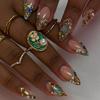 Iridescent Pearl Gem-Embellished French Press-On Nails with Rhinestones