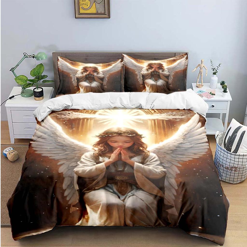 Comforter Exquisite Angel Wings Printed Bedding Sets Exquisite Set Bed Comforter Set Bedding Set Luxury Birthday Gift