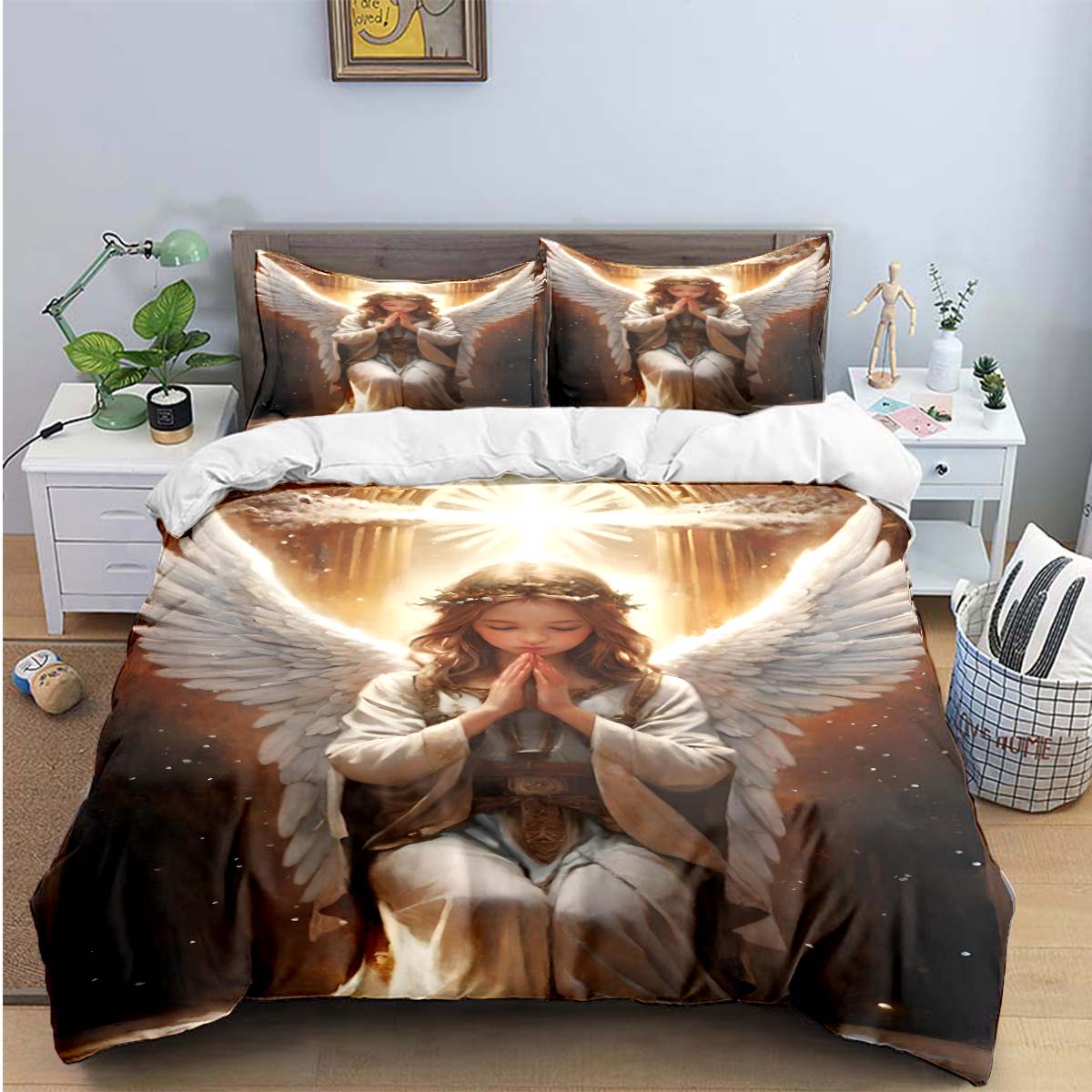 

Exquisite Angel wings printed Bedding Sets exquisite set duvet cover bed comforter set bedding set luxury birthday gift AU Double 180x210cm