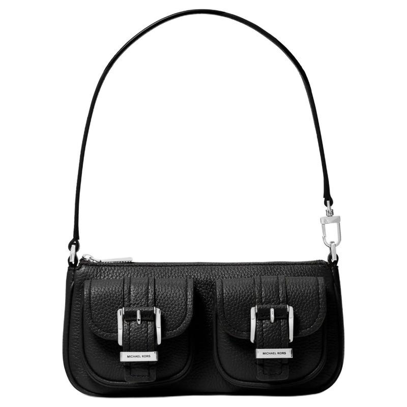 MICHAEL KORS Zoe Zoe Logo Zip Closure Calf Leather Handbag Small Women's Black