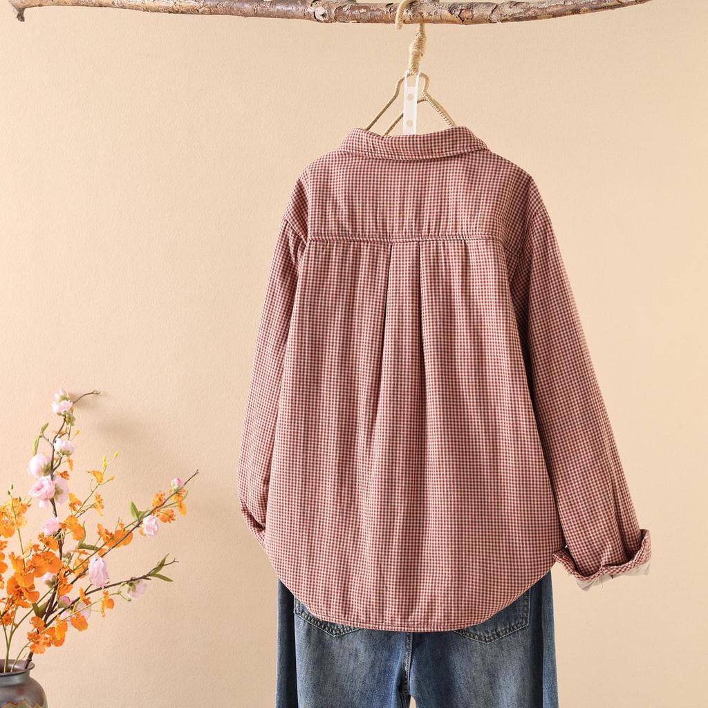 Women's Stylish Plaid Quilted Shirt Jacket with Cotton Padding - 2025 Autumn/Winter Collection, Warm Casual Top (Style 86536)