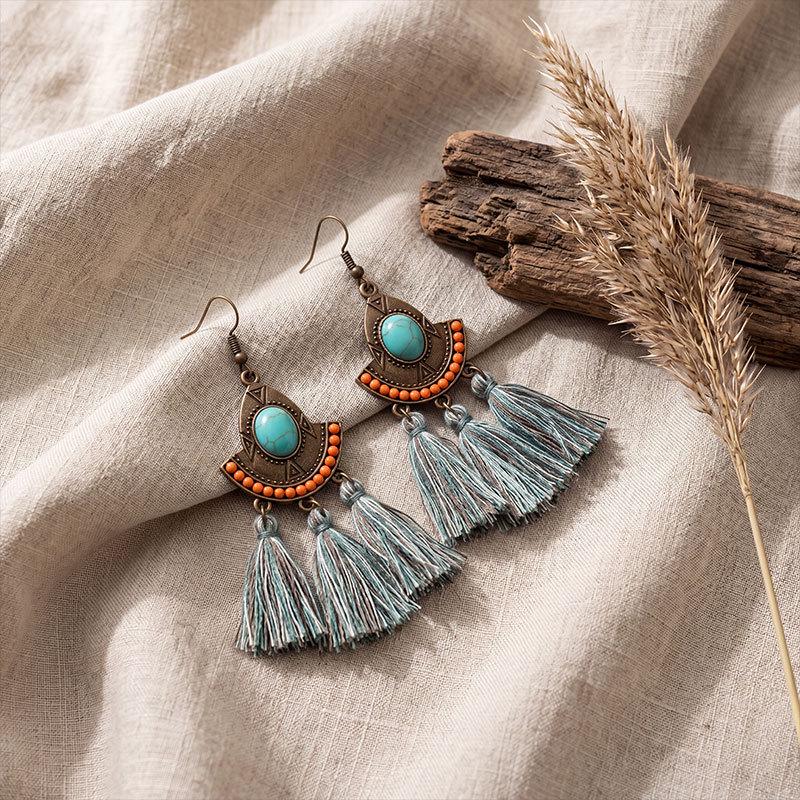 Bohemian Ethnic Tassel Earrings - Tribal Style for Holiday Travel Photography