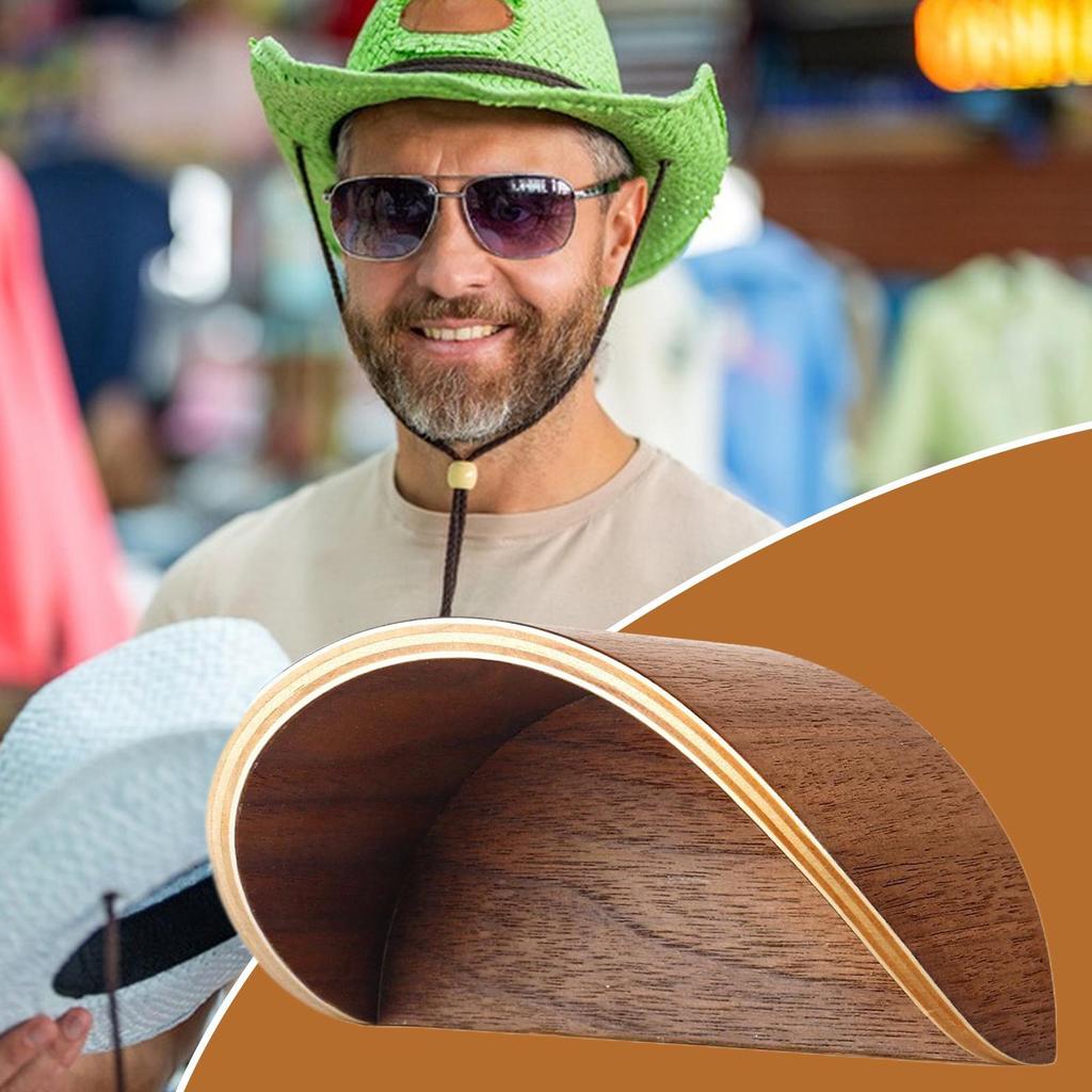 Cowboy Curved Hat Rack Wooden Wall-Mounted Hanger Western Hat Organizer Damage-resistant Brim Design Keep Hat Shape