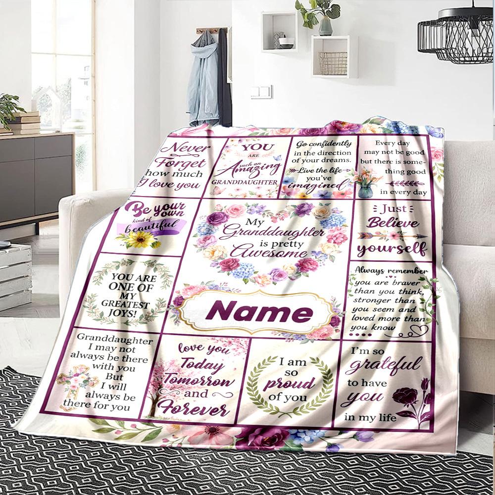 Granddaughter'S Love Hug Blanket Warmthful Decor Great For Sofa Couch Office Bed Picnics Four Seasons Multipurpose Digital Print Birthday Christmas